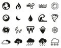 Nature Elements Icons Black & White Set Big Royalty Free Stock Photo