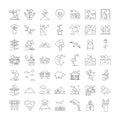 Nature elements linear icons, signs, symbols vector line illustration set Royalty Free Stock Photo