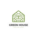 Nature environment friendly green house logo icon with leaf symbol Royalty Free Stock Photo