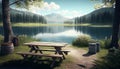 Nature Escape A Serene Picnic Spot Surrounded. Generative AI