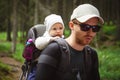 Nature exploration with baby and male Royalty Free Stock Photo