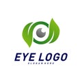 Nature Eye logo design concept vector, eye with Leaf logo template, icon symbol Royalty Free Stock Photo