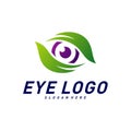 Nature Eye logo design concept vector, eye with Leaf logo template, icon symbol Royalty Free Stock Photo