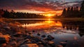 nature fall evening pond landscape Royalty Free Stock Photo