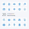 20 Nature And Farming Blue Color icon Pack like china tractor barley farming agriculture