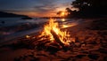 Nature flame ignites the heat of summer burning dusk generated by AI