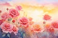 Rose pink background art flower background beauty watercolor nature blossom spring floral colorful Royalty Free Stock Photo