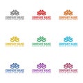 Nature flower logo template icon isolated on white background. Set icons colorful Royalty Free Stock Photo