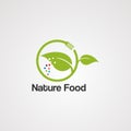 Nature food with fork and circle leaf logo vector concept, icon, element, and template for company Royalty Free Stock Photo