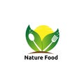 Nature food with sun logo vector concept, icon, element, and template for company Royalty Free Stock Photo