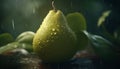 Nature fresh fruit, wet with raindrop, green and healthy eating generated by AI