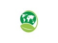 Nature-friendly earth a green eco globe with a leaf for logo design illustration on white background