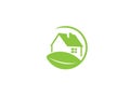 Nature-friendly home a green eco house with a leaf for logo design illustration Royalty Free Stock Photo