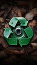 Nature friendly Recycling sign with green button symbolizes zero waste ethos Royalty Free Stock Photo