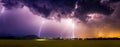 Dynamic Forces, Panorama Photo of Lightning in Landscape, AI Generated