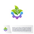 Nature Gear logo Design Vector Template. Mechanic with Leaf Icon Symbol. Colorful Icon