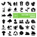 Nature glyph icon set, environment symbols collection, vector sketches, logo illustrations, conservation signs solid Royalty Free Stock Photo