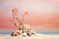 Abstract and surreal corals and seashells background Royalty Free Stock Photo