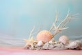 Abstract and surreal corals and seashells background Royalty Free Stock Photo