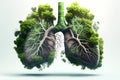 Nature green lung with trees and roots. Generative ai design