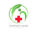 Nature herbal medicine healthy people wellness logo design, vector. Apothecary, physiotherapy.