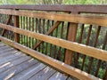 nature hike footbridge trail walking wooden river water walkway path pedestrian Royalty Free Stock Photo