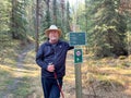 A nature hike to Moose Lake near Jasper, Alberta in Canada Jasper National Park on a sunny day