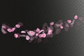 Pink falling sakura petals and flowers. Nature horizontal background Royalty Free Stock Photo