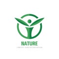 Nature human character logo design. Healthy concept sign. Vector illustration