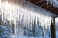 Nature icicle ice cold winter water seasonal white snow frost weather Royalty Free Stock Photo