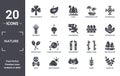 nature icon set. include creative elements as trifoliate ternate, big snowflake, fences, escuamiforme, sunny pronostic, fertilize