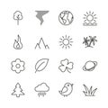 Nature icon set vector. Line eco symbol collection isolated. Trendy flat outline ui sign design. Thin linear graphic pictogram Royalty Free Stock Photo