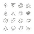 Nature icon set vector. Line eco symbol collection isolated. Trendy flat outline ui sign design. Th Royalty Free Stock Photo