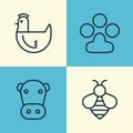 Nature Icons Set. Collection Of Kine, Claw Print, Bumblebee And Other Elements. Also Includes Symbols Such As Poultry