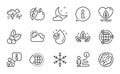 Nature icons set. Included icon as Apple, Organic tested, Eco energy. Vector