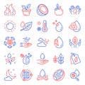 Nature icons set. Included icon as Bio tags, Leaves, Water splash. Vector