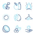 Nature icons set. Included icon as Sunny weather, Slow fashion, Christmas holly signs. Vector Royalty Free Stock Photo