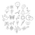 Nature icons set, outline style Royalty Free Stock Photo