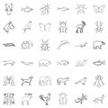 Nature icons set, outline style Royalty Free Stock Photo