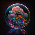 nature illustration bouquet of flowers in a transparent sphere wallpaper for your phone.