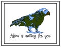 Nature illustration. Post card. Animals from the jungle. Parrot in the zoo. Africa is waiting for you.