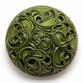 Nature-inspired Art Nouveau Green Circular Sphere Sculpture