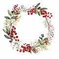 Nature-inspired Christmas Wreath With Berries And Leaves Royalty Free Stock Photo