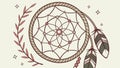 Nature-Inspired Dreamcatcher with Leafy Frame, vector design Generative AI Royalty Free Stock Photo