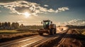 Nature-inspired Imagery Of Construction Equipment On Road