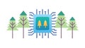 Nature Integrated Circuit Chip Icon, vector design Generative AI Royalty Free Stock Photo