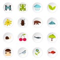 Nature items set flat icons