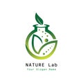 Nature Lab Logo Design Concept Vector. Creative Lab with leaf Logo Template Royalty Free Stock Photo