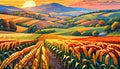 Nature landscape agriculture corn crop rural farm valley color