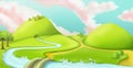 Nature landscape, cartoon game background